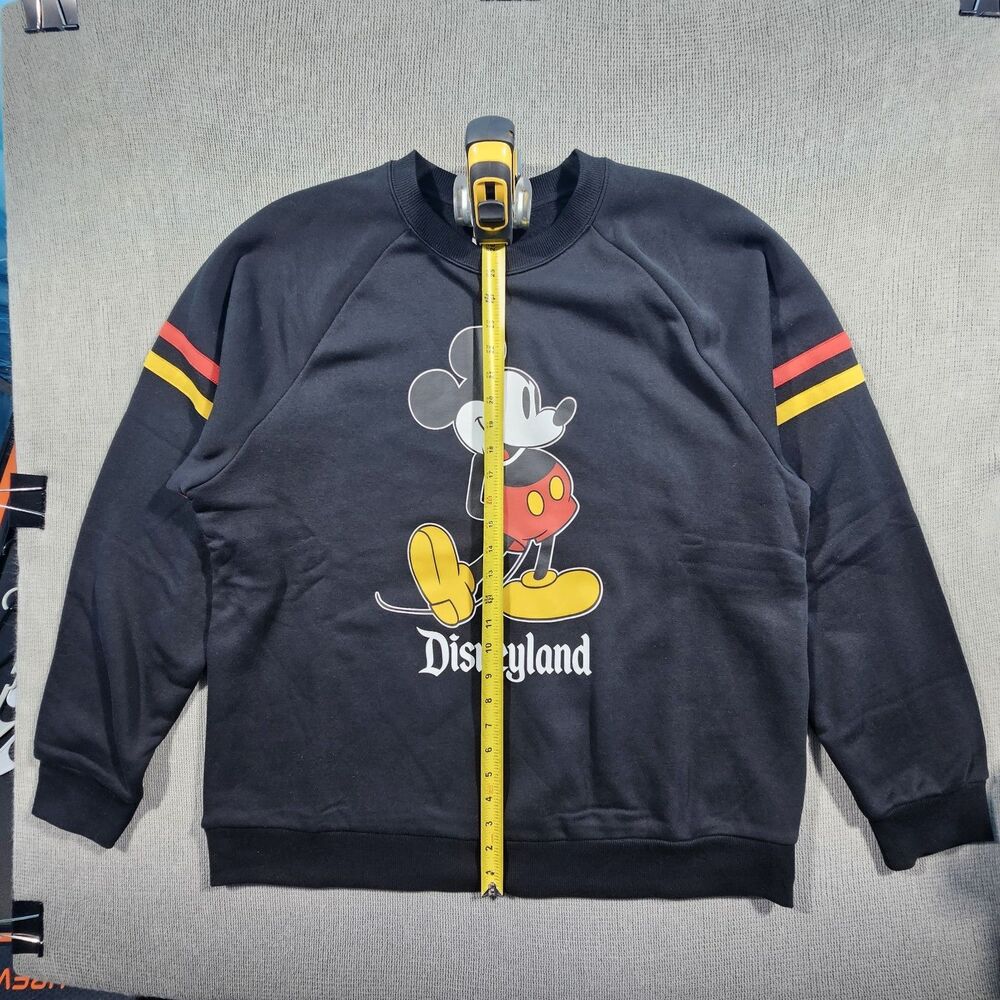 Disney Men's Mickey Mouse Black Pullover Sweatshirt Striped Sleeves XL - Picture 9 of 16